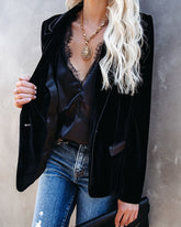 Wine Me And Dine Me Samtblazer mit Taschen - Schwarz